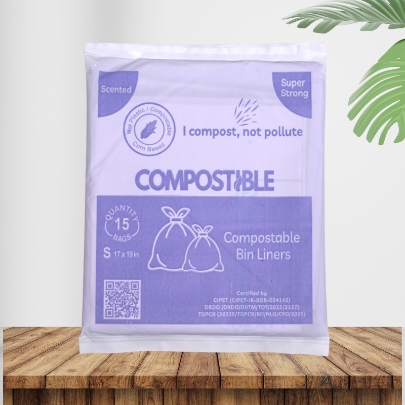 COMPOSTIBLE Scented Bin Liners / Garbage Bags | Fresh Fragrance | 2 Packs (15 Bags Each) – Total 30 Bags | Eco-Friendly, Super Strong, Leak-Proof & Tear-Resistant | For Kitchen, Bathroom, Office & Outdoor Use