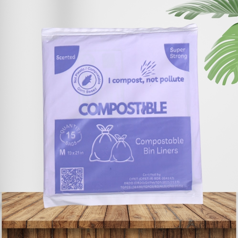 COMPOSTIBLE Scented Bin Liners / Garbage Bags | Fresh Fragrance | 2 Packs (15 Bags Each) – Total 30 Bags | Eco-Friendly, Super Strong, Leak-Proof & Tear-Resistant | For Kitchen, Bathroom, Office & Outdoor Use