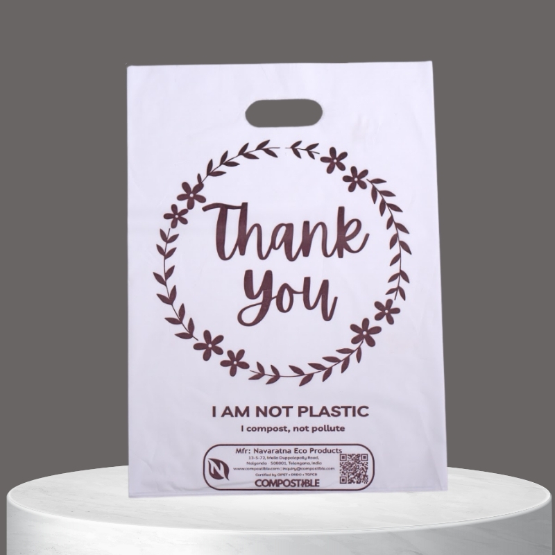 COMPOSTIBLE Thank You Gift Bags | Pack of 25 | Eco-Friendly, Biodegradable & Durable Return Gift Bags | Strong, Tear-Resistant Party Favor Bags | Customizable Designs & Colours for All Even
